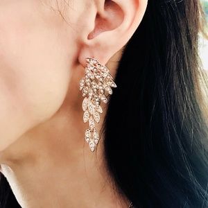 Crystal Bird/Angel Wings Rose Gold Shiny Earrings
